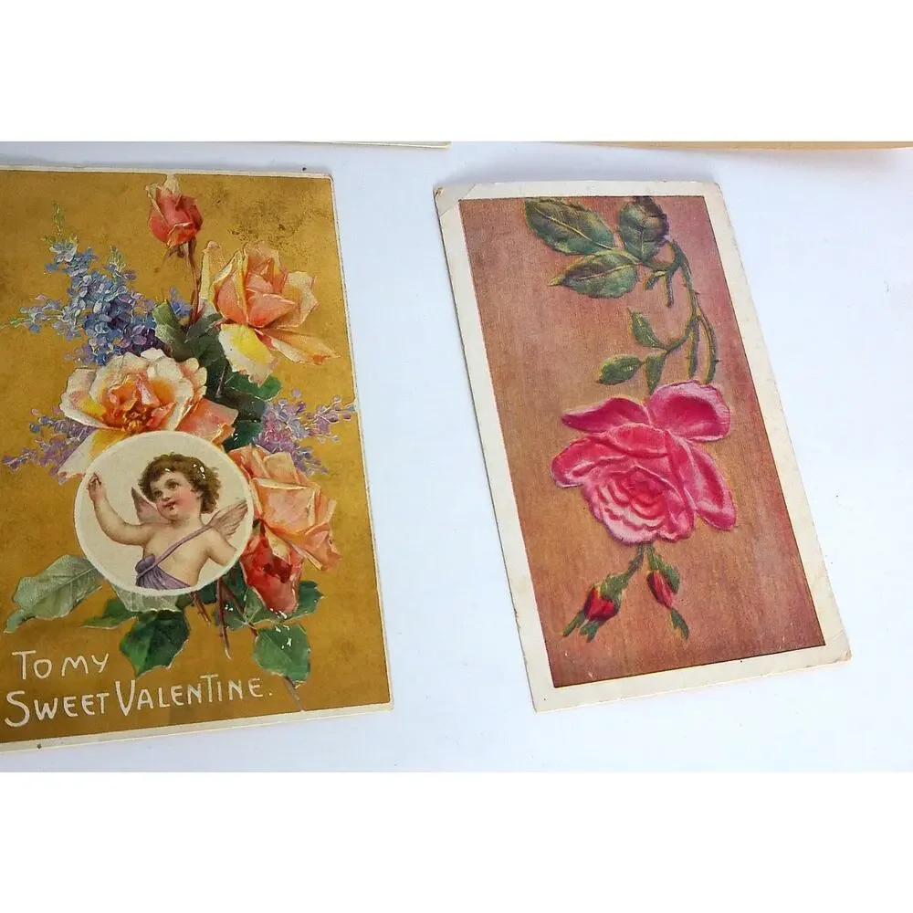 Antique Valentine Love Postcards Greeting Cards Ephemera SET OF 4
